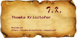 Thomka Krisztofer névjegykártya